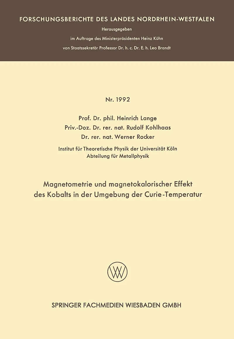 Magnetometrie und magnetokalorischer Effekt des Kobalts in der Umgebung der Curie-Temperatur