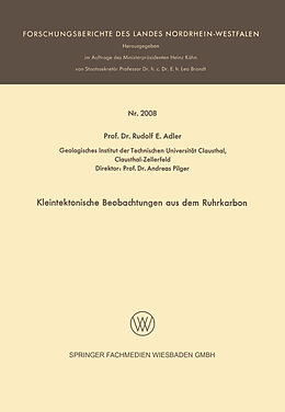 Kartonierter Einband Kleintektonische Beobachtungen aus dem Ruhrkarbon von Rudolf E. Adler