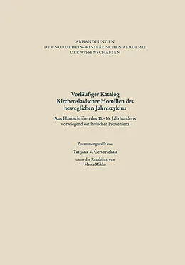 E-Book (pdf) Vorläufiger Katalog Kirchenslavischer Homilien des beweglichen Jahreszyklus von Tatjana V. Ertorickaja
