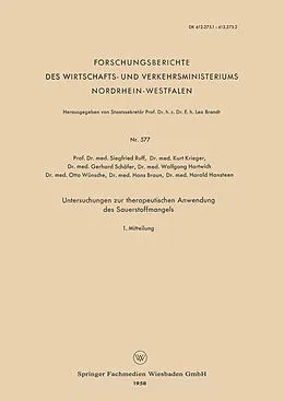 E-Book (pdf) Untersuchungen zur therapeutischen Anwendung des Sauerstoffmangels von Seigfried Ruff, Kurt Krieger, Gerhard Schäfer