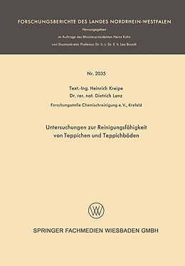 E-Book (pdf) Untersuchungen zur Reinigungsfähigkeit von Teppichen und Teppichböden von Heinrich Kreipe