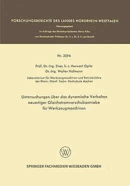 E-Book (pdf) Untersuchungen über das dynamische Verhalten neuartiger Gleichstromvorschubantriebe für Werkzeugmaschinen von Herwart Opitz, Walter Hofmann