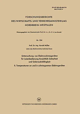 E-Book (pdf) Untersuchung von Elektrowärmegeräten für Laienbedienung hinsichtlich Sicherheit und Gebrauchsfähigkeit von Harald Müller