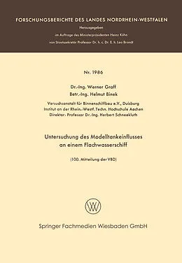 E-Book (pdf) Untersuchung des Modelltankeinflusses an einem Flachwasserschiff von Werner Graff
