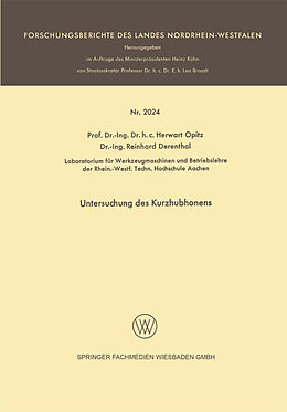E-Book (pdf) Untersuchung des Kurzhubhonens von Herwart Opitz, Reinhard Derentbal