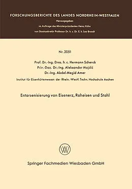 E-Book (pdf) Entarsenisierung von Eisenerz, Roheisen und Stahl von Hermann Rudolf Schenck
