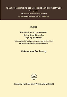 E-Book (pdf) Elektroerosive Bearbeitung von Herwart Opitz