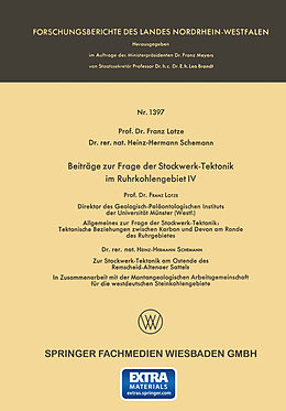 E-Book (pdf) Beiträge zur Frage der Stockwerk-Tektonik im Ruhrkohlengebiet IV von Franz Lotze