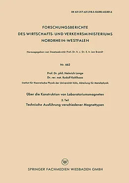 E-Book (pdf) Über die Konstruktion von Laboratoriumsmagneten von H. Lange, P. St. Pütter