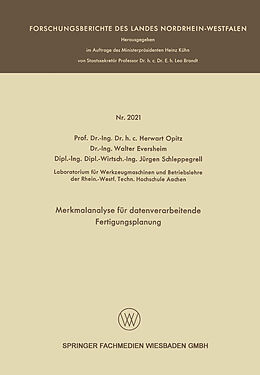 E-Book (pdf) Merkmalanalyse für datenverarbeitende Fertigungsplanung von Herwart Opitz