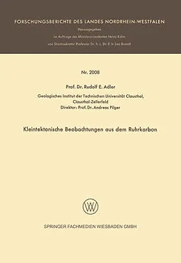 E-Book (pdf) Kleintektonische Beobachtungen aus dem Ruhrkarbon von Rudolf E. Adler