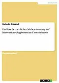 E-Book (epub) Einfluss betrieblicher Mitbestimmung auf Innovationstätigkeiten im Unternehmen von Bahadir Düsendi
