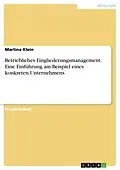 E-Book (pdf) Betriebliches Eingliederungsmanagement. Eine Einführung am Beispiel eines konkreten Unternehmens von Martina Klein
