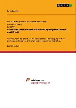 E-Book (pdf) Grenzüberschreitende Mobilität von Kapitalgesellschaften post Brexit von Sarah Schlüter