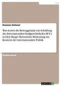 E-Book (pdf) Was waren die Beweggründe zur Schaffung des Internationalen Strafgerichtshofes (ICC) in Den Haag? Historische Bedeutung im Kontext der internationalen Politik von Dominic Dehmel