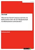 E-Book (pdf) Warum hat David Cameron sich für ein Referendum über die EU-Mitgliedschaft Großbritanniens entschieden? von Alix Geiß