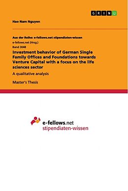 Couverture cartonnée Investment behavior of German Single Family Offices and Foundations towards Venture Capital with a focus on the life sciences sector de Hao Nam Nguyen