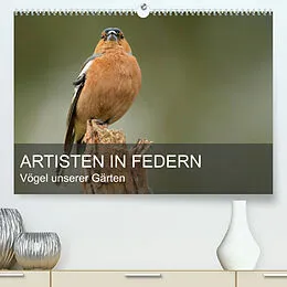 Kalender Artisten in Federn - Vögel unserer Gärten (Premium, hochwertiger DIN A2 Wandkalender 2022, Kunstdruck in Hochglanz) von Alexander Krebs