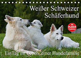 Kalender Weißer Schweizer Schäferhund - Ein Tag im Leben einer Hundefamilie (Tischkalender 2022 DIN A5 quer) von Sigrid Starick