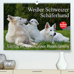 Kalender Weißer Schweizer Schäferhund - Ein Tag im Leben einer Hundefamilie (Premium, hochwertiger DIN A2 Wandkalender 2022, Kunstdruck in Hochglanz) von Sigrid Starick