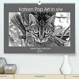 Kalender Katzen Pop Art in s/w - Kleine Tiger unter uns (Premium, hochwertiger DIN A2 Wandkalender 2022, Kunstdruck in Hochglanz) von Marion Bönner