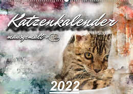 Kalender Katzenkalender mausgemalt (Wandkalender 2022 DIN A2 quer) von SYLVIO BANKER