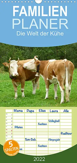 Kalender Die Welt der Kühe - Familienplaner hoch (Wandkalender 2022 , 21 cm x 45 cm, hoch) von Kattobello