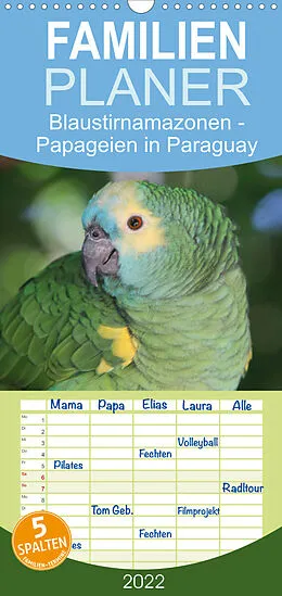 Kalender Familienplaner Blaustirnamazonen - Papageien in Paraguay (Wandkalender 2022 , 21 cm x 45 cm, hoch) von Bettina Schneider