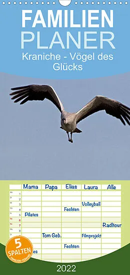 Kalender Familienplaner Kraniche - Vögel des Glücks (Wandkalender 2022 , 21 cm x 45 cm, hoch) von Ralf Weise