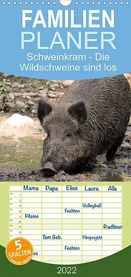 Kalender Familienplaner Schweinkram - Die Wildschweine sind los (Wandkalender 2022 , 21 cm x 45 cm, hoch) von Antje Lindert-Rottke