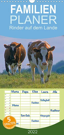 Kalender Familienplaner Rinder auf dem Lande (Wandkalender 2022 , 21 cm x 45 cm, hoch) von Bildagentur Geduldig