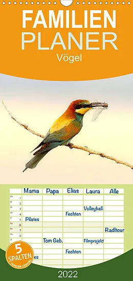 Kalender Vögel - Familienplaner hoch (Wandkalender 2022 , 21 cm x 45 cm, hoch) von J R Bogner