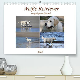 Kalender Weiße Retriever vergnügt am Strand (Premium, hochwertiger DIN A2 Wandkalender 2022, Kunstdruck in Hochglanz) von SchnelleWelten