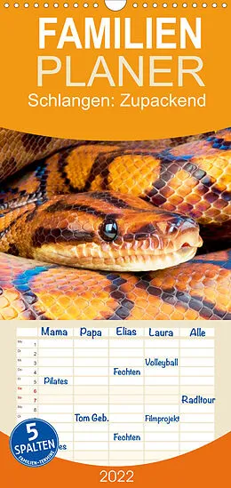 Kalender Familienplaner Schlangen: Zupackend (Wandkalender 2022 , 21 cm x 45 cm, hoch) von CALVENDO