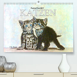 Kalender PortraiTierART KATZEN (Premium, hochwertiger DIN A2 Wandkalender 2022, Kunstdruck in Hochglanz) von PortraiTierART Kerstin Heuser
