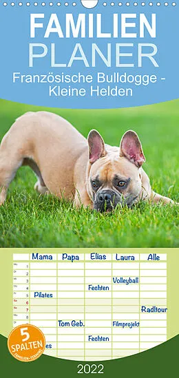 Kalender Familienplaner Französische Bulldogge - Kleine Helden (Wandkalender 2022 , 21 cm x 45 cm, hoch) von Sigrid Starick