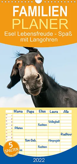 Kalender Familienplaner Esel Lebensfreude - Spaß mit Langohren (Wandkalender 2022 , 21 cm x 45 cm, hoch) von Meike Bölts