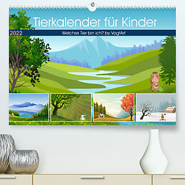 Kalender Tierkalender für Kinder (Premium, hochwertiger DIN A2 Wandkalender 2022, Kunstdruck in Hochglanz) von VogtArt