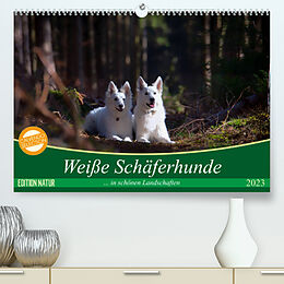 Kalender Weiße Schäferhunde in schönen Landschaften (Premium, hochwertiger DIN A2 Wandkalender 2023, Kunstdruck in Hochglanz) von Martina Schikore