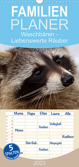 Kalender Familienplaner Waschbären (Wandkalender 2023 , 21 cm x 45 cm, hoch) von Martina Berg