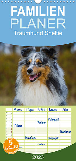 Kalender Familienplaner Traumhund Sheltie (Wandkalender 2023 , 21 cm x 45 cm, hoch) von Sigrid Starick