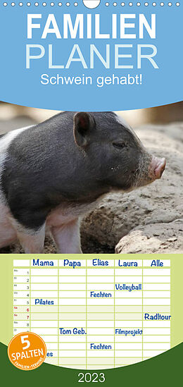 Kalender Familienplaner Schwein gehabt! (Wandkalender 2023 , 21 cm x 45 cm, hoch) von Antje Lindert-Rottke