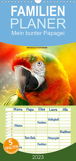 Kalender Familienplaner Mein bunter Papagei (Wandkalender 2023 , 21 cm x 45 cm, hoch) von Peter Roder