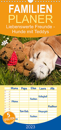 Kalender Familienplaner Liebenswerte Freunde - Hunde mit Teddys (Wandkalender 2023 , 21 cm x 45 cm, hoch) von Meike Bölts