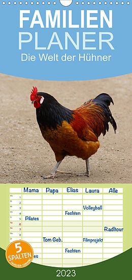 Kalender Familienplaner Die Welt der Hühner (Wandkalender 2023 , 21 cm x 45 cm, hoch) von kattobello