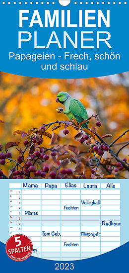 Kalender Familienplaner Papageien - Frech, schön und schlau (Wandkalender 2023 , 21 cm x 45 cm, hoch) von Michael Voß
