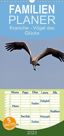 Kalender Familienplaner Kraniche - Vögel des Glücks (Wandkalender 2023 , 21 cm x 45 cm, hoch) von Ralf Weise
