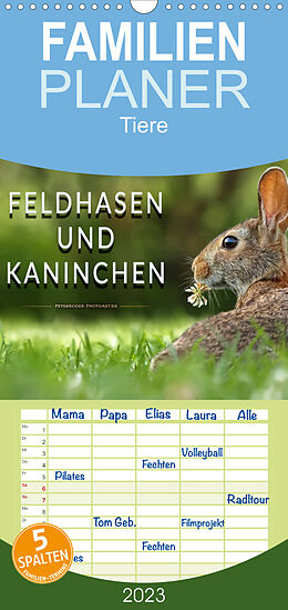 Kalender Familienplaner Feldhasen und Kaninchen (Wandkalender 2023 , 21 cm x 45 cm, hoch) von Peter Roder