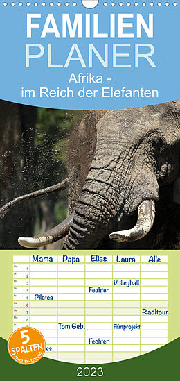 Kalender Familienplaner Afrika - im Reich der Elefanten (Wandkalender 2023 , 21 cm x 45 cm, hoch) von Michael Herzog