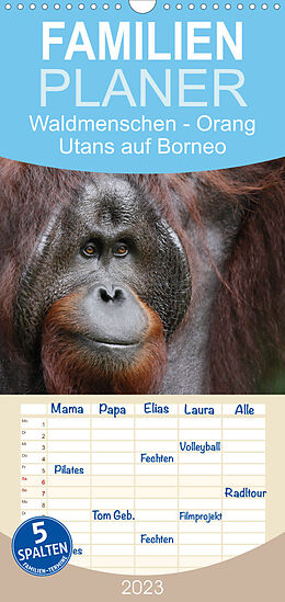 Kalender Familienplaner Waldmenschen - Orang Utans auf Borneo (Wandkalender 2023 , 21 cm x 45 cm, hoch) von Michael Herzog